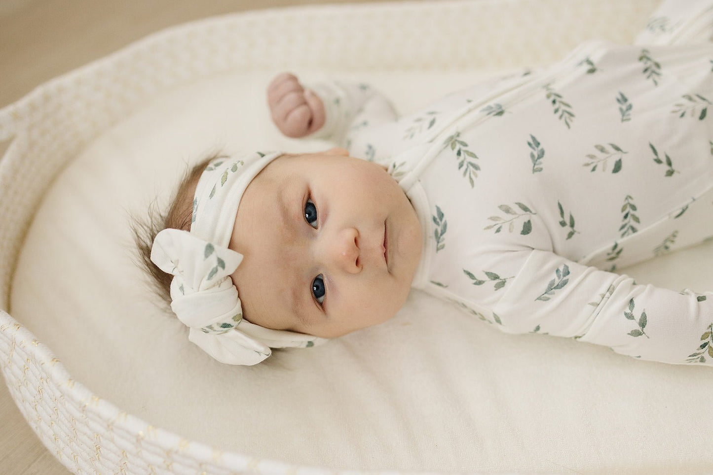 Green Leaves Bow Headband - Harp Angel Boutique