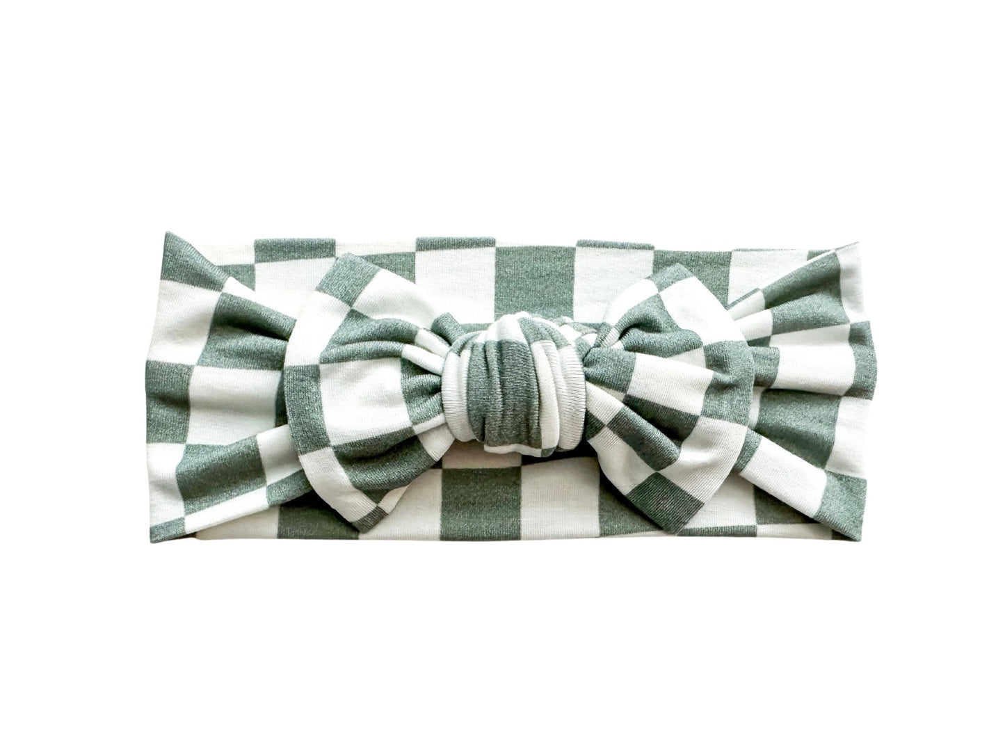 Jade Checkered Bow Headband - Harp Angel Boutique