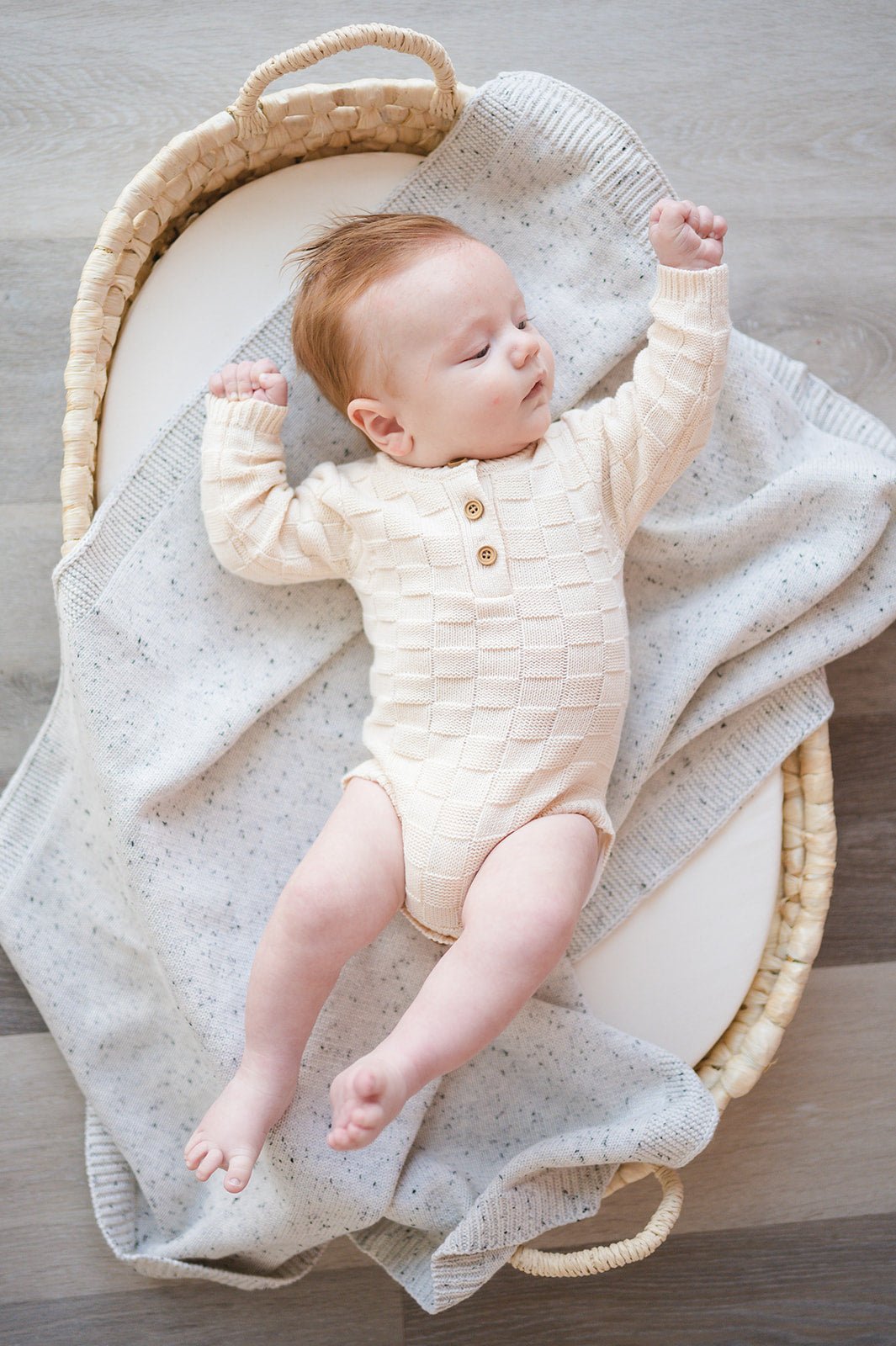 Knitted Baby Blanket - Black Sprinkle - Harp Angel Boutique
