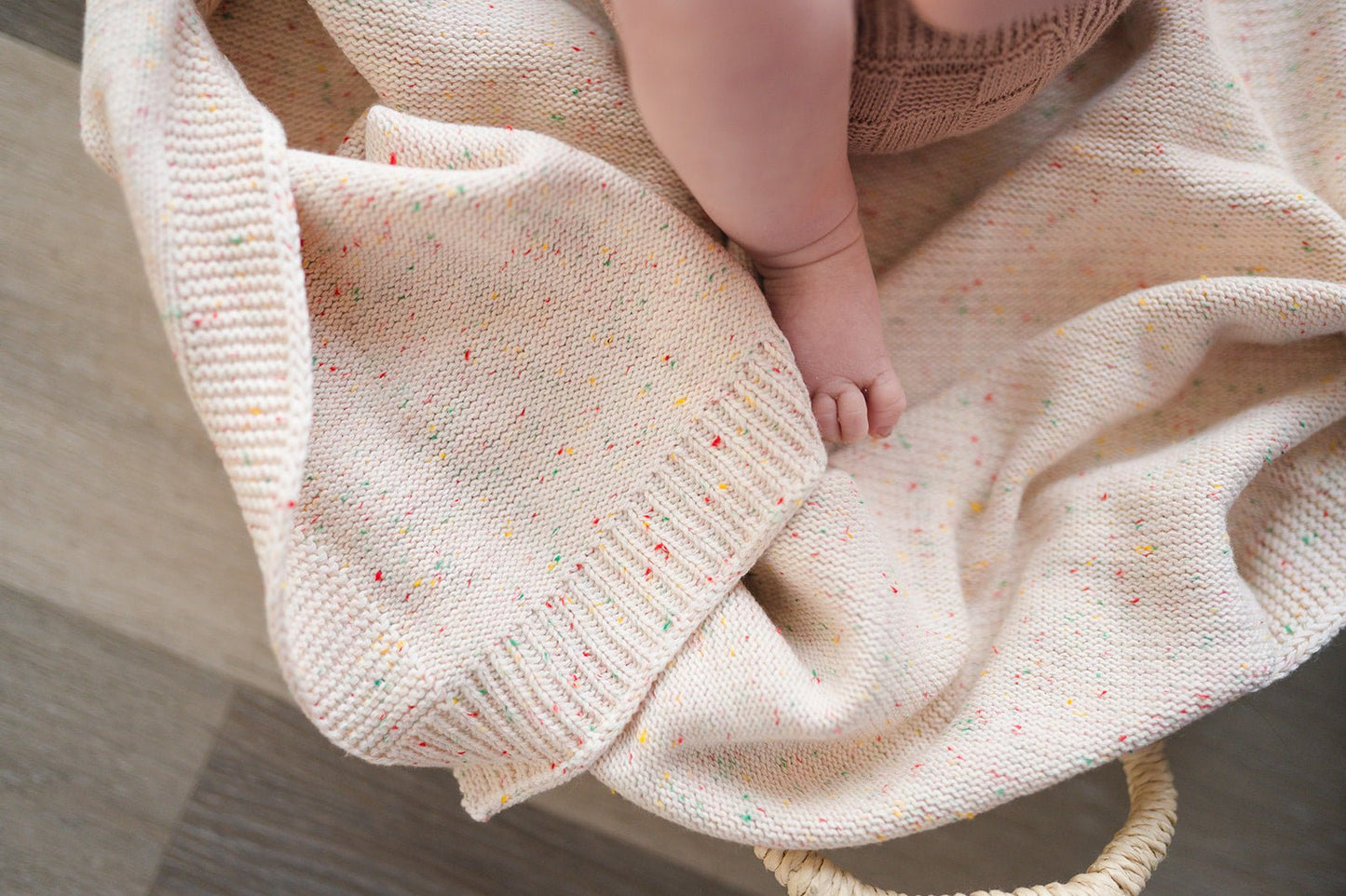 Knitted Baby Blanket - Rainbow Sprinkle - Harp Angel Boutique
