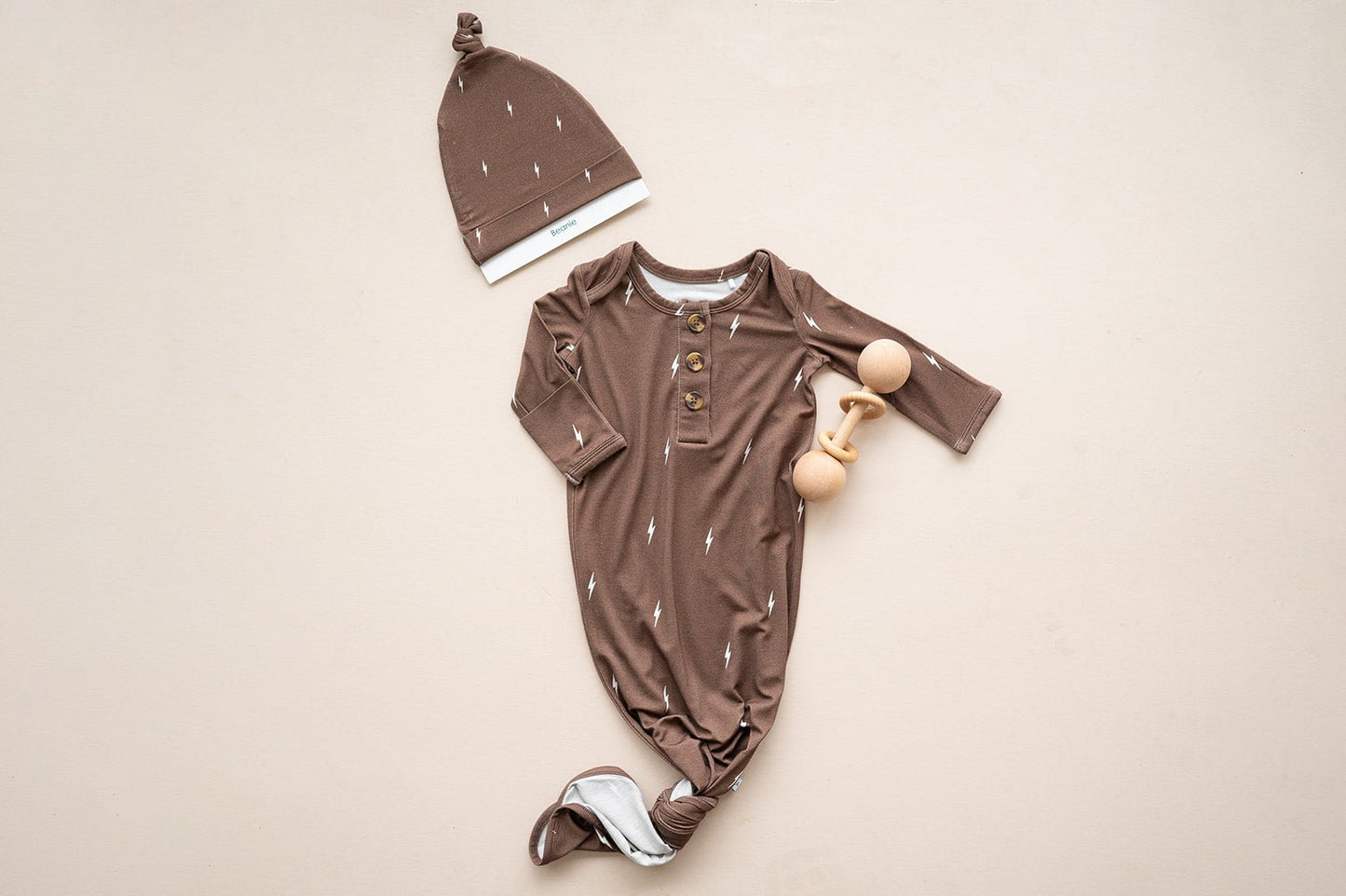 Knotted Baby Gown - Brown Lightning - Harp Angel Boutique