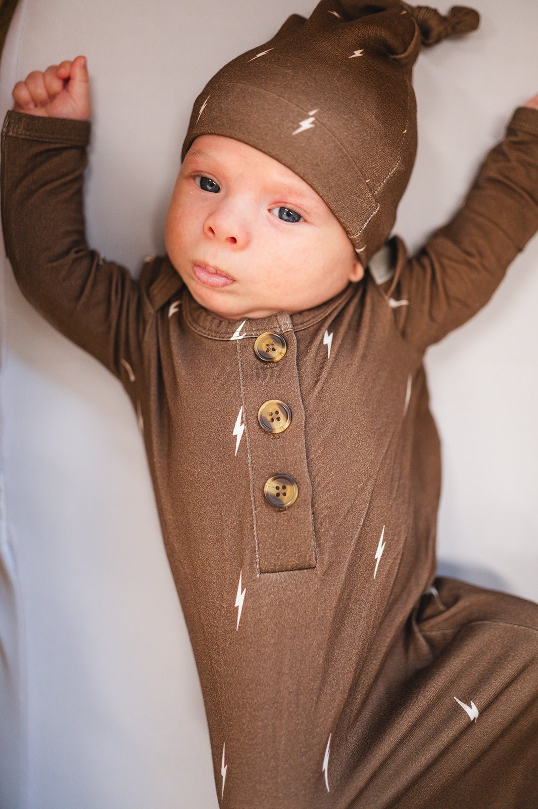 Knotted Baby Gown - Brown Lightning - Harp Angel Boutique