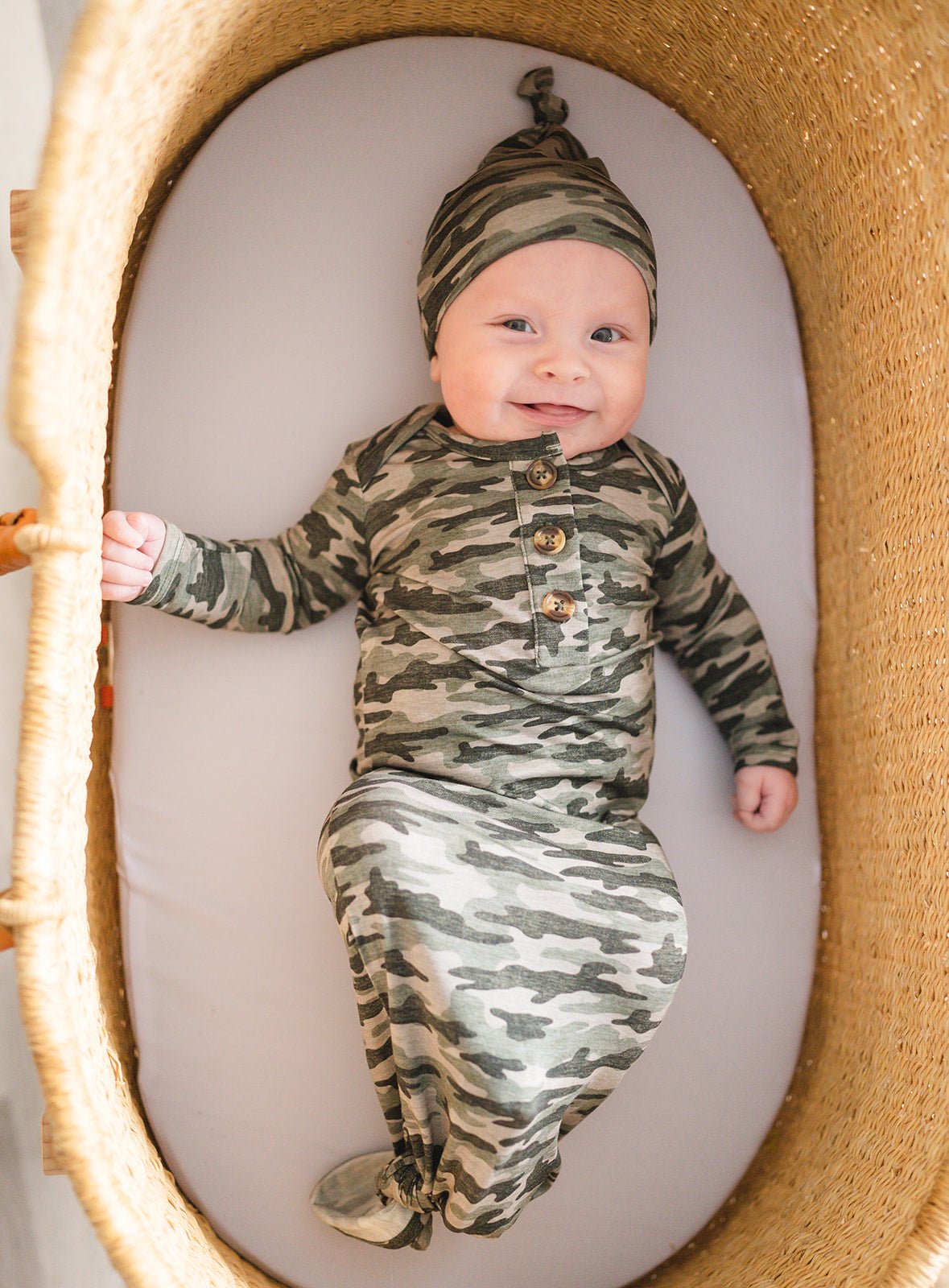 Knotted Baby Gown - Camo - Harp Angel Boutique