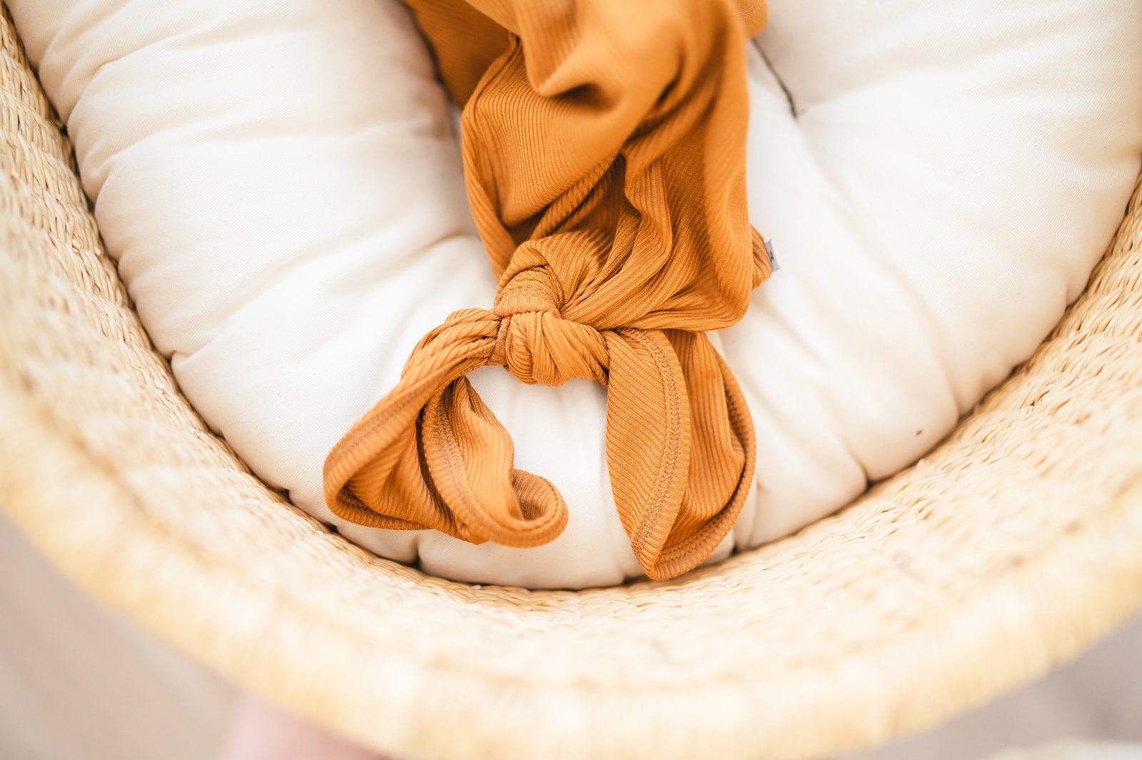 Knotted Baby Gown - Caramel Ribbed - Harp Angel Boutique