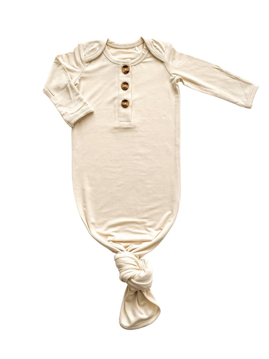 Knotted Baby Gown - Cream - Harp Angel Boutique