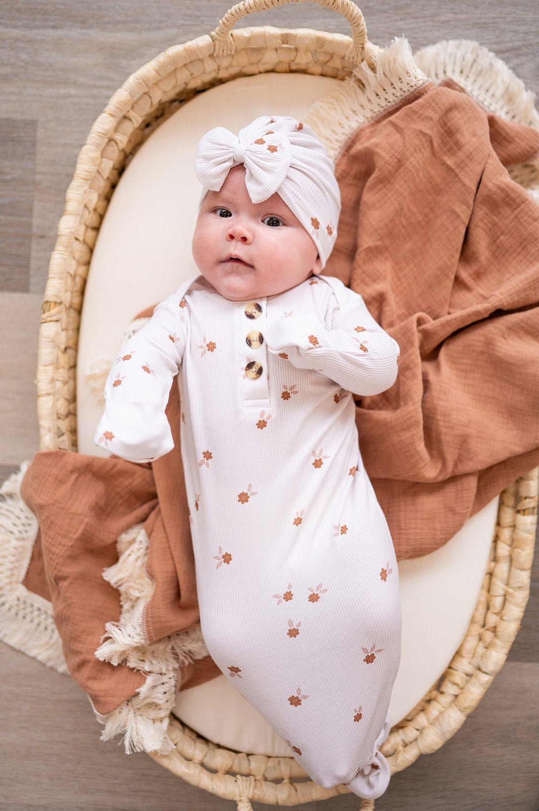 Knotted Baby Gown - Fleur - Harp Angel Boutique