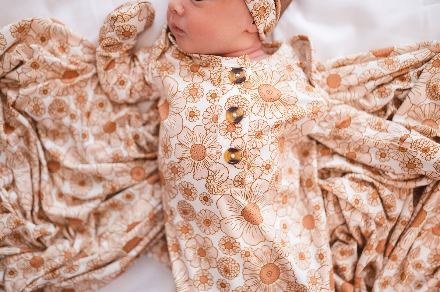 Knotted Baby Gown - Flower Garden - Harp Angel Boutique