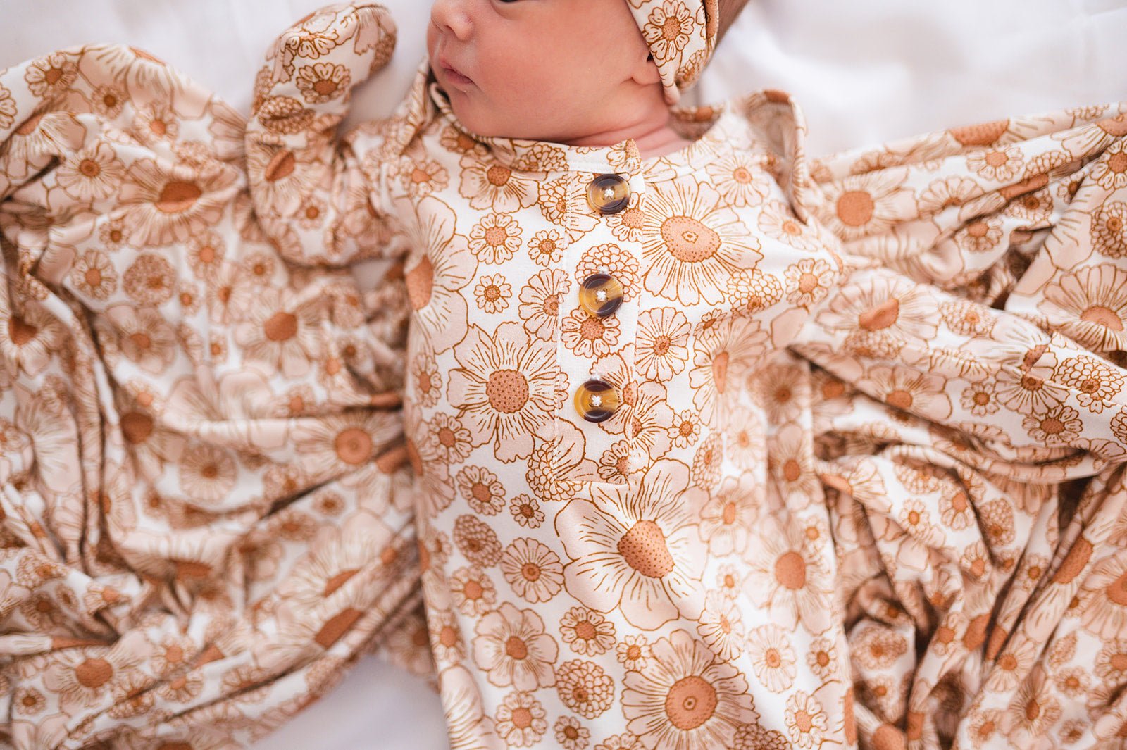Knotted Baby Gown - Flower Garden - Harp Angel Boutique