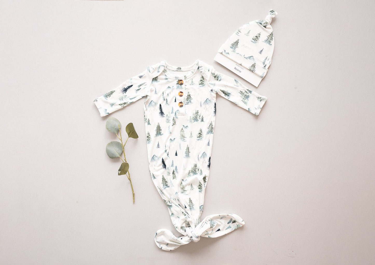 Knotted Baby Gown - Green Forest - Harp Angel Boutique