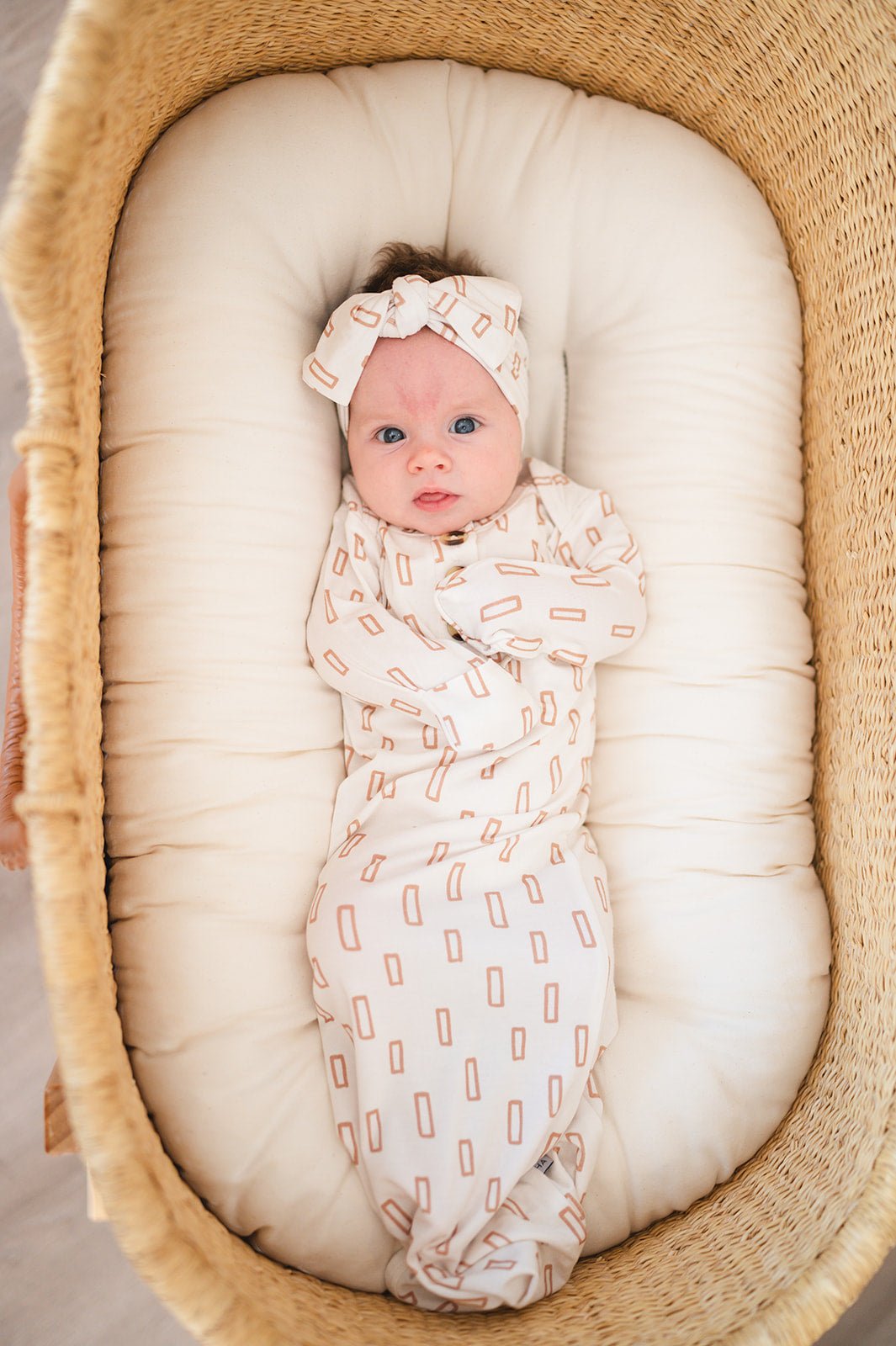 Knotted Baby Gown - Neutral Rectangle - Harp Angel Boutique