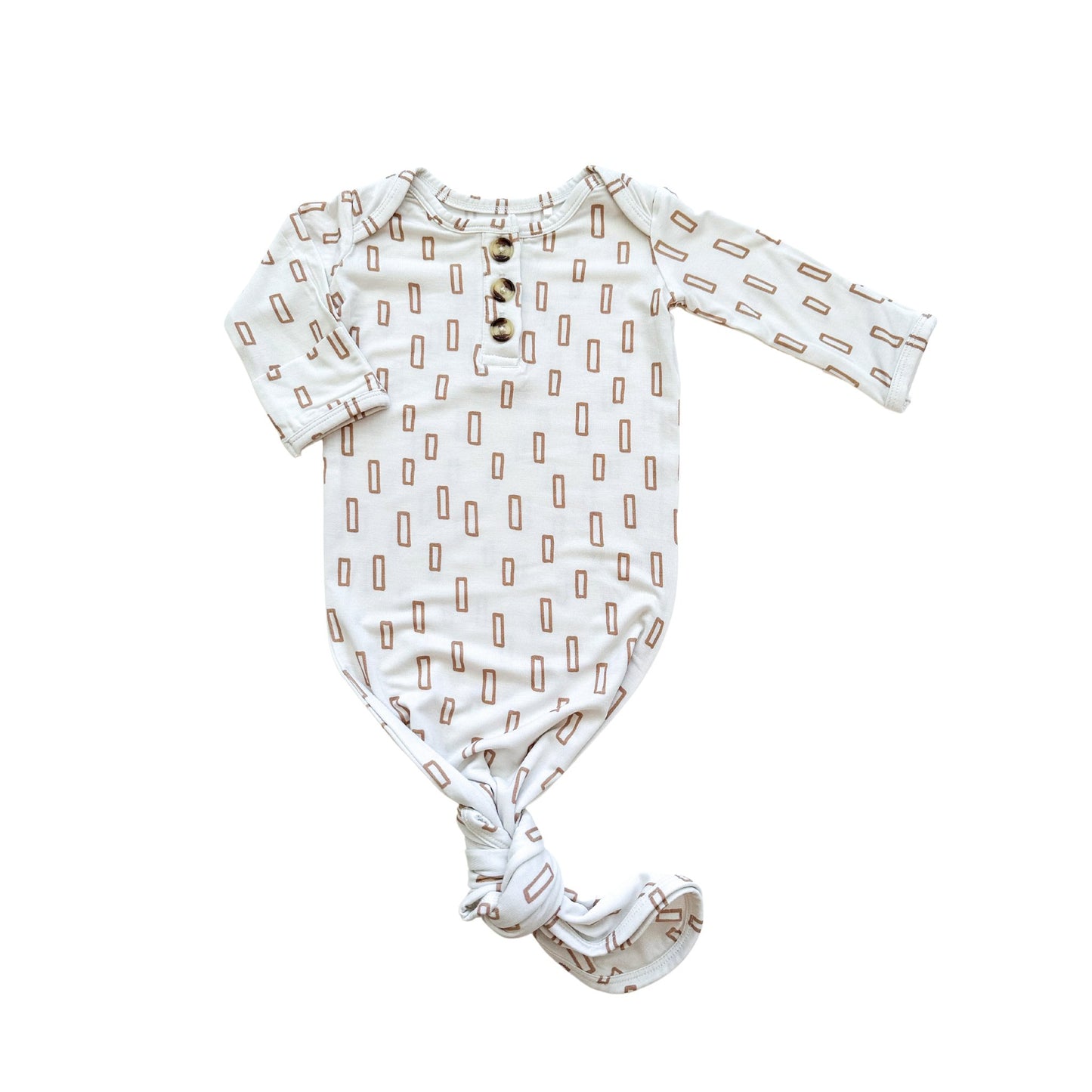 Knotted Baby Gown - Neutral Rectangle - Harp Angel Boutique