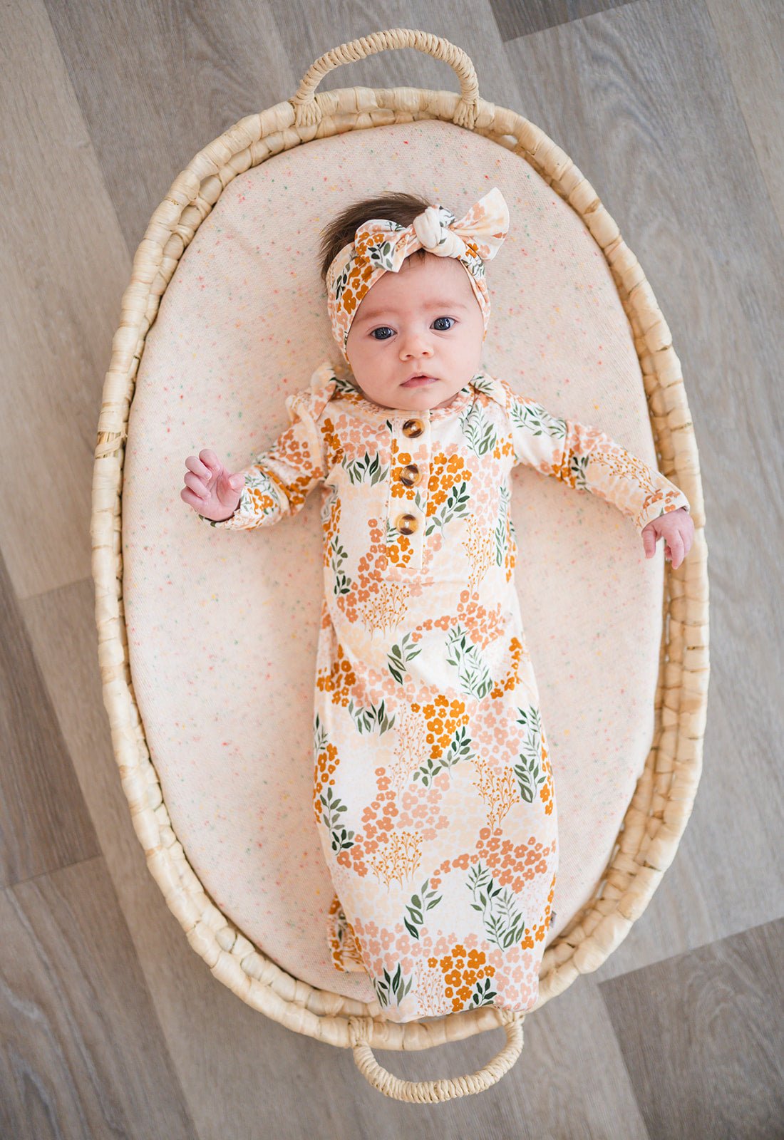 Knotted Baby Gown - Spring Bloom - Harp Angel Boutique