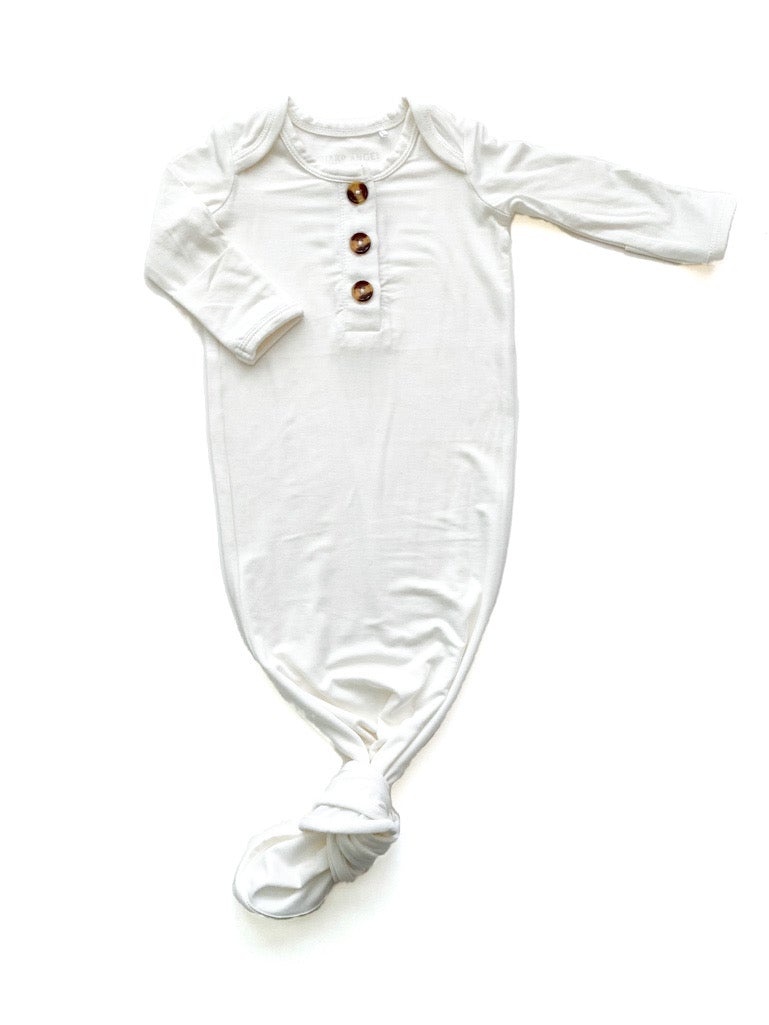 Knotted Baby Gown - White - Harp Angel Boutique