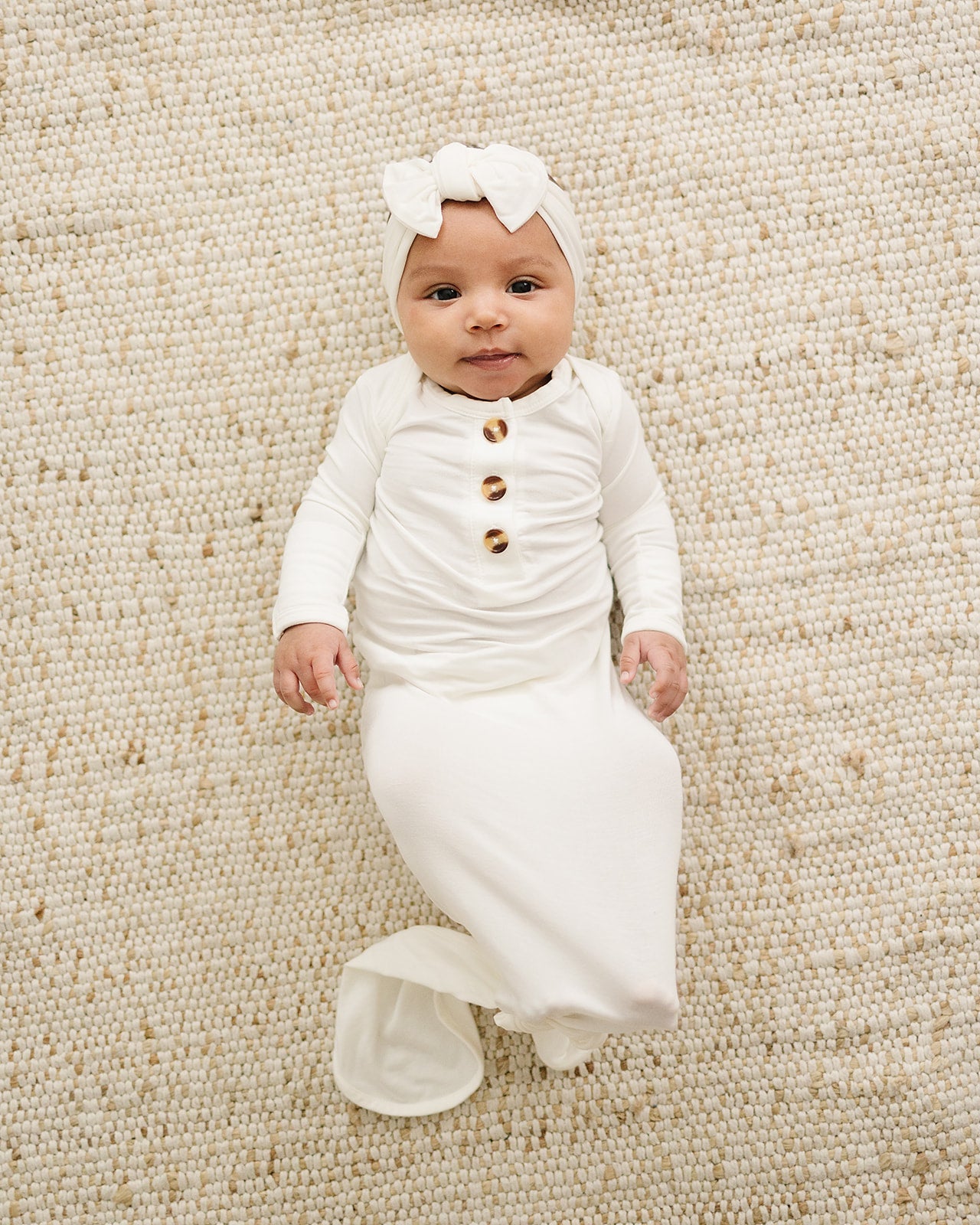 Knotted Baby Gown - White - Harp Angel Boutique