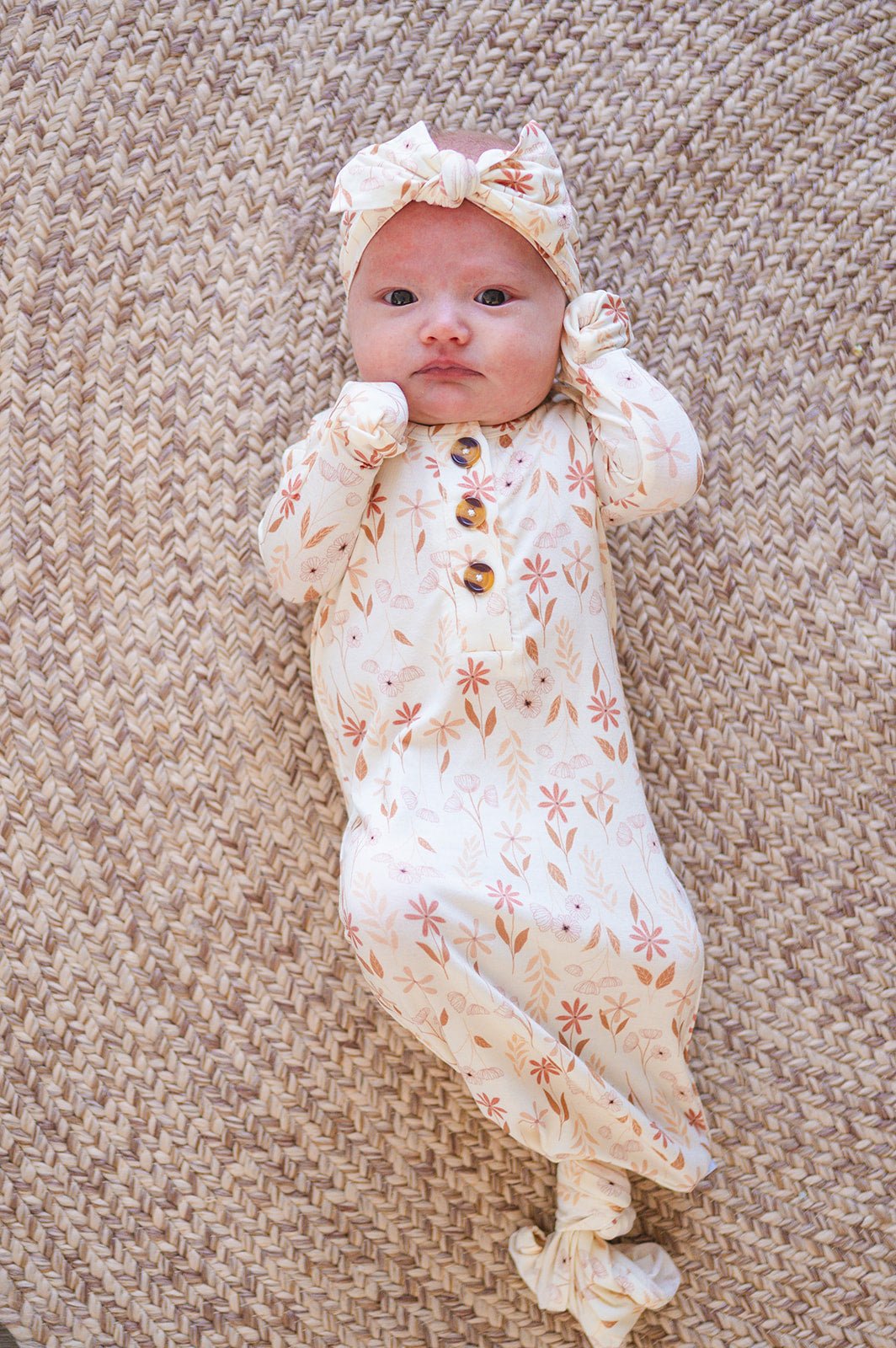 Knotted Baby Gown - Wildflower - Harp Angel Boutique