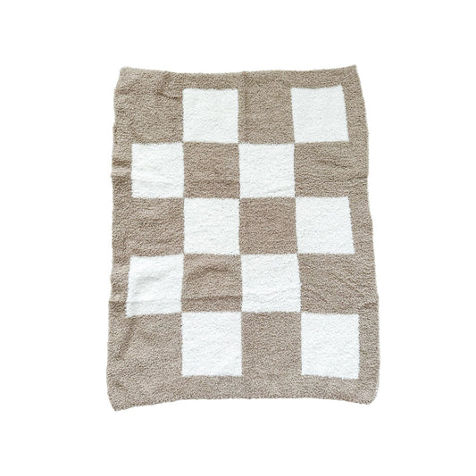 Mini Blanket - Checker Taupe/White - Harp Angel Boutique