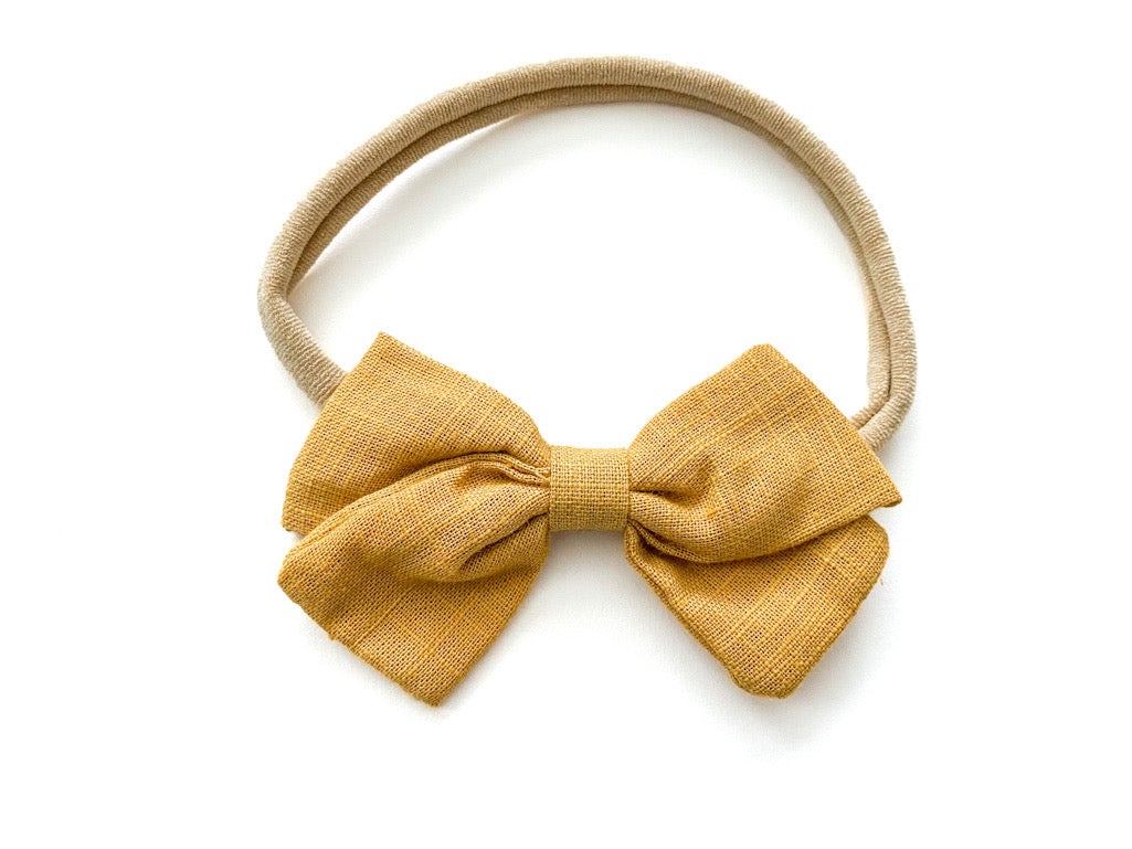 Mustard Yellow Baby Bow Headband - Harp Angel Boutique