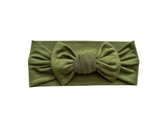 Olive Green Baby Bow Headband - Harp Angel Boutique