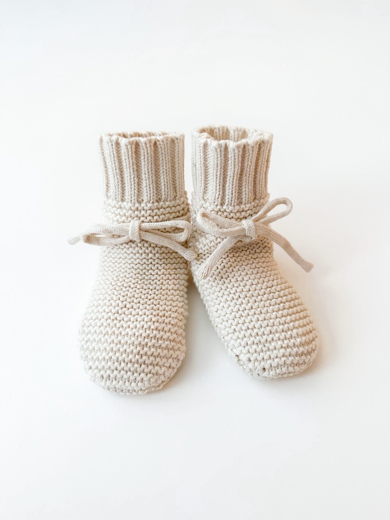 Organic Knit Booties - Cream - Harp Angel Boutique