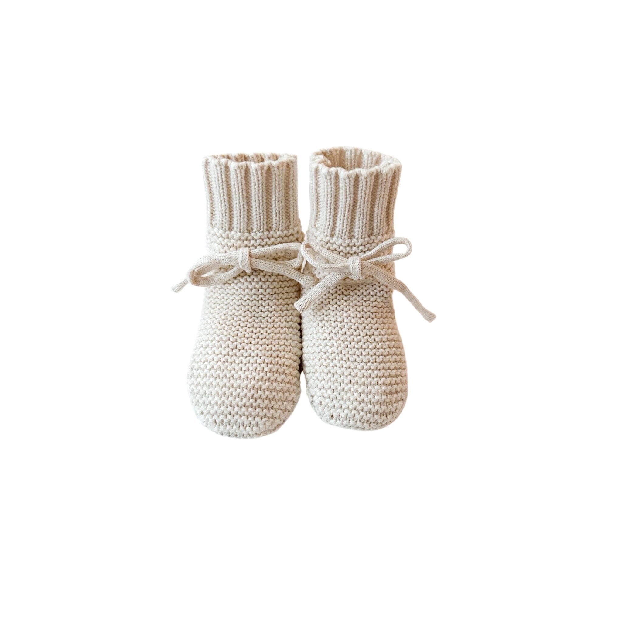 Organic Knit Booties Cream 0 3 Months