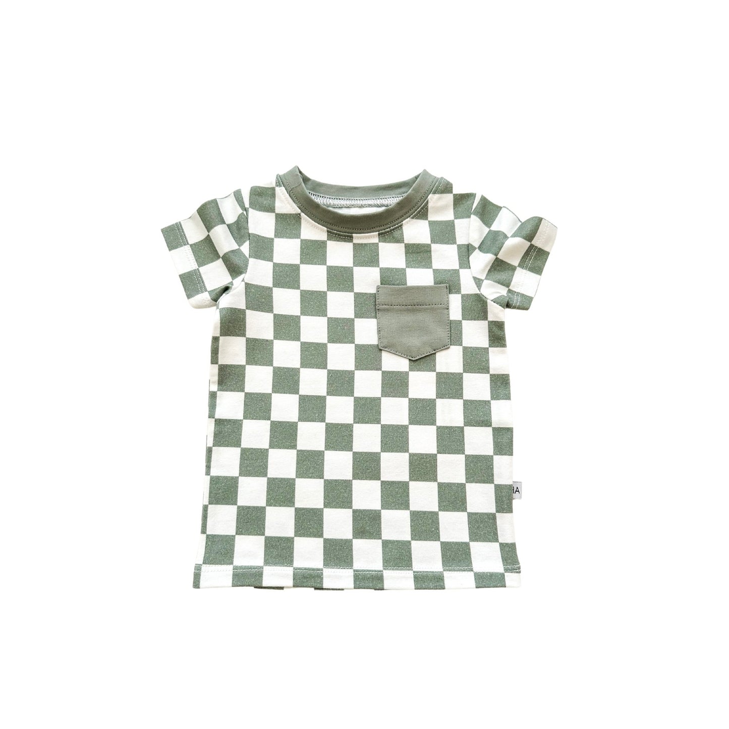 Organic Short Sleeve Shirt - Jade Checker - Harp Angel Boutique