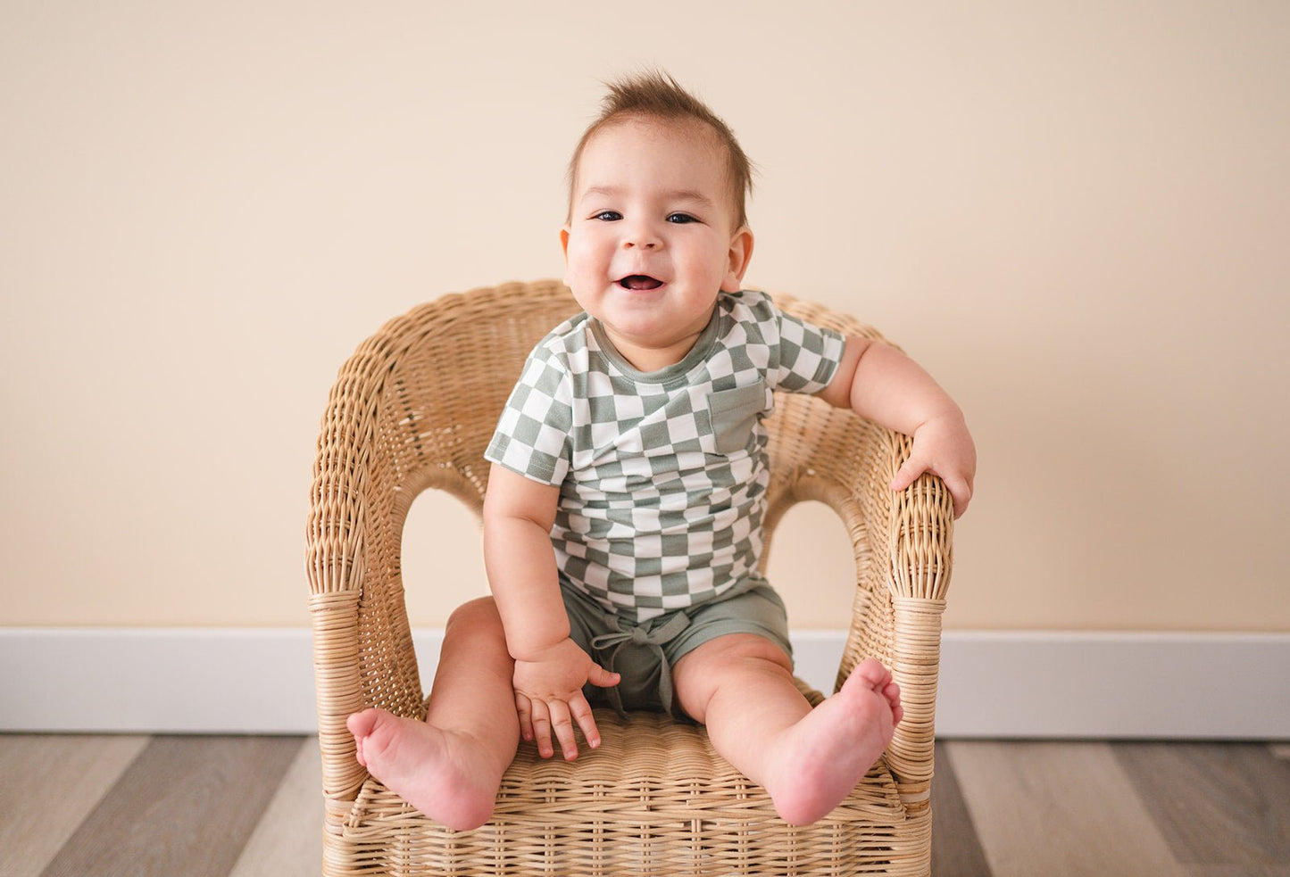 Organic Short Sleeve Shirt - Jade Checker - Harp Angel Boutique