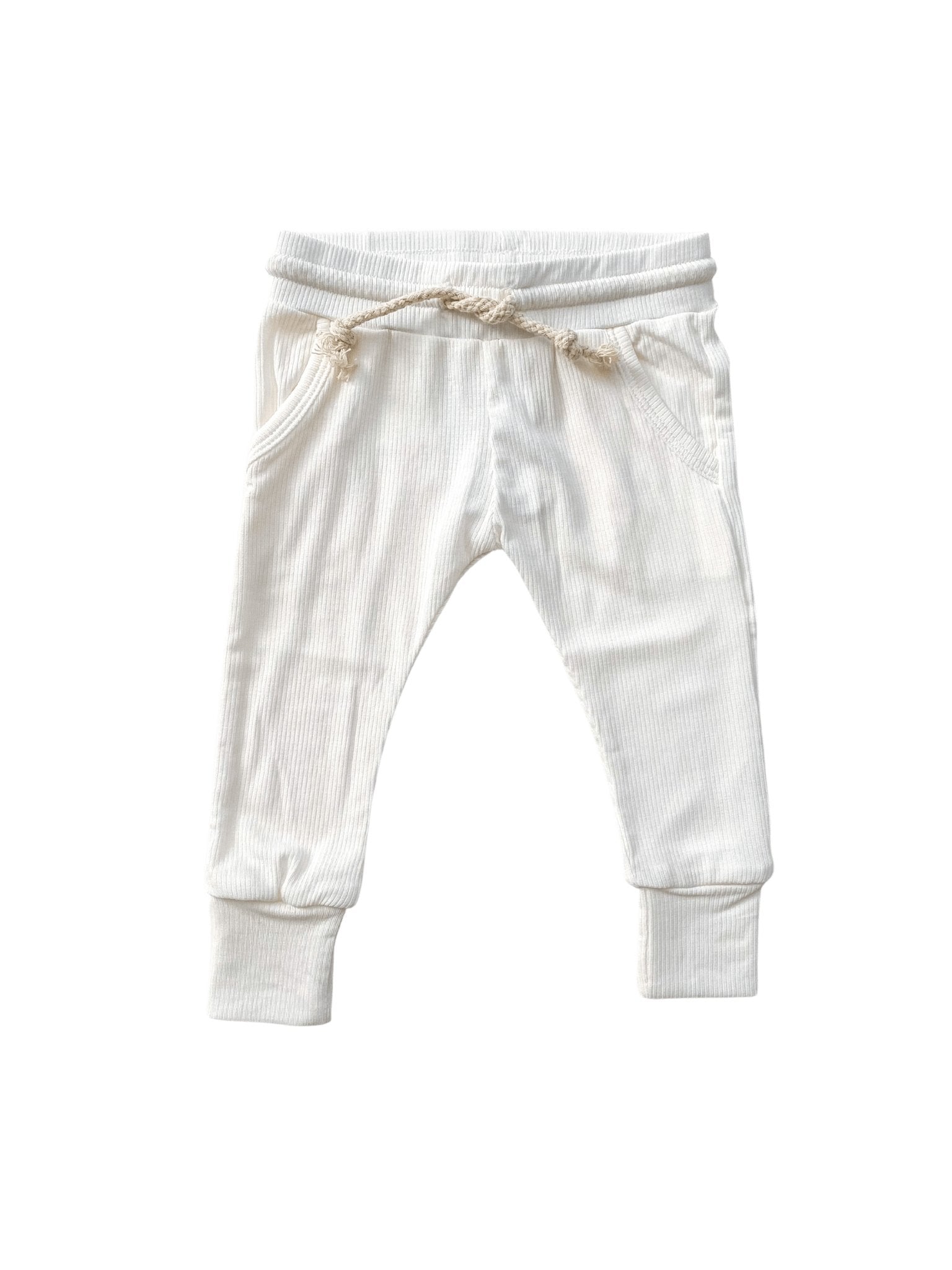 Ribbed Jogger Pants - Off White - Harp Angel Boutique