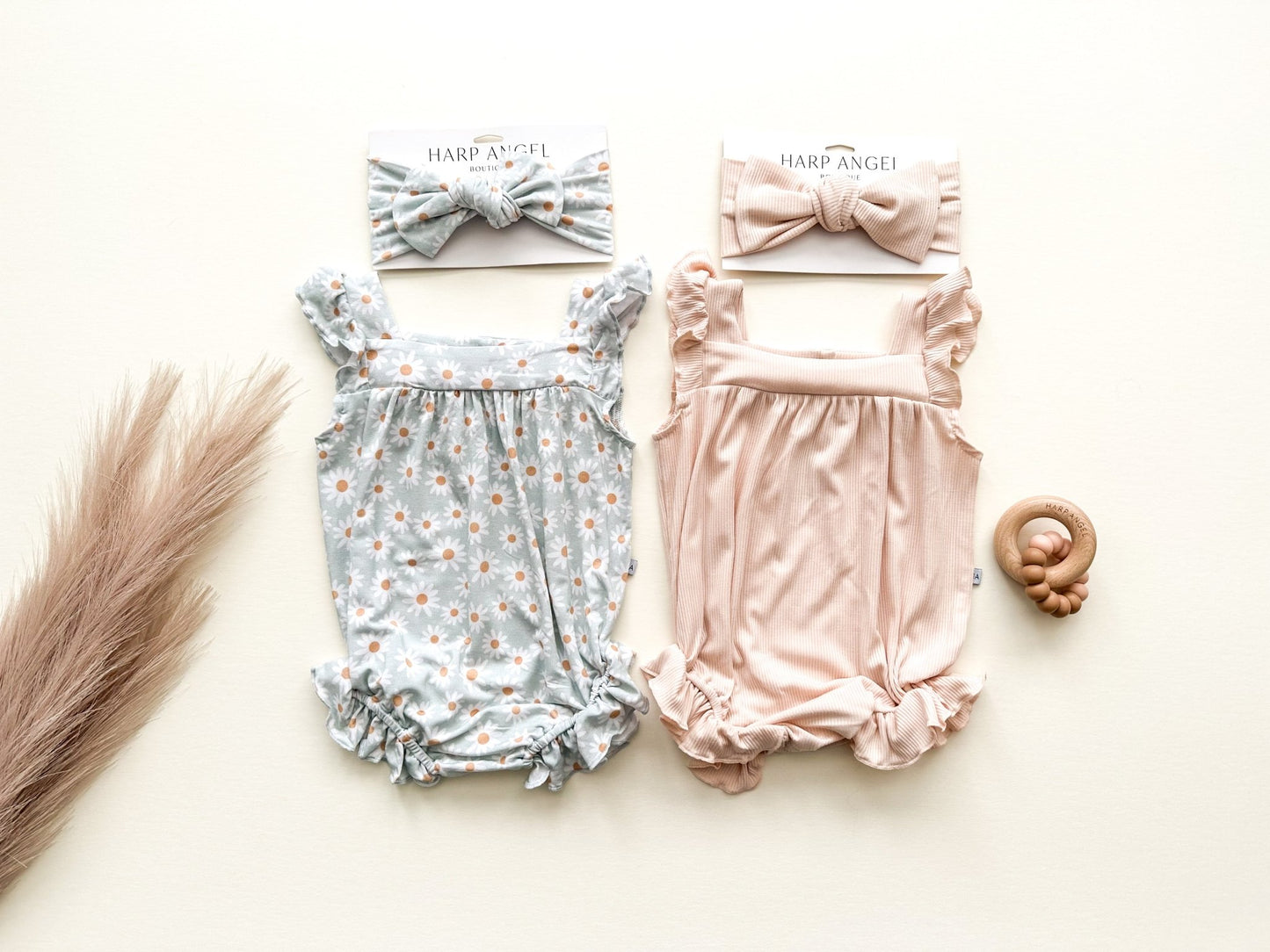 Ruffle Romper | Blush Ribbed - Harp Angel Boutique