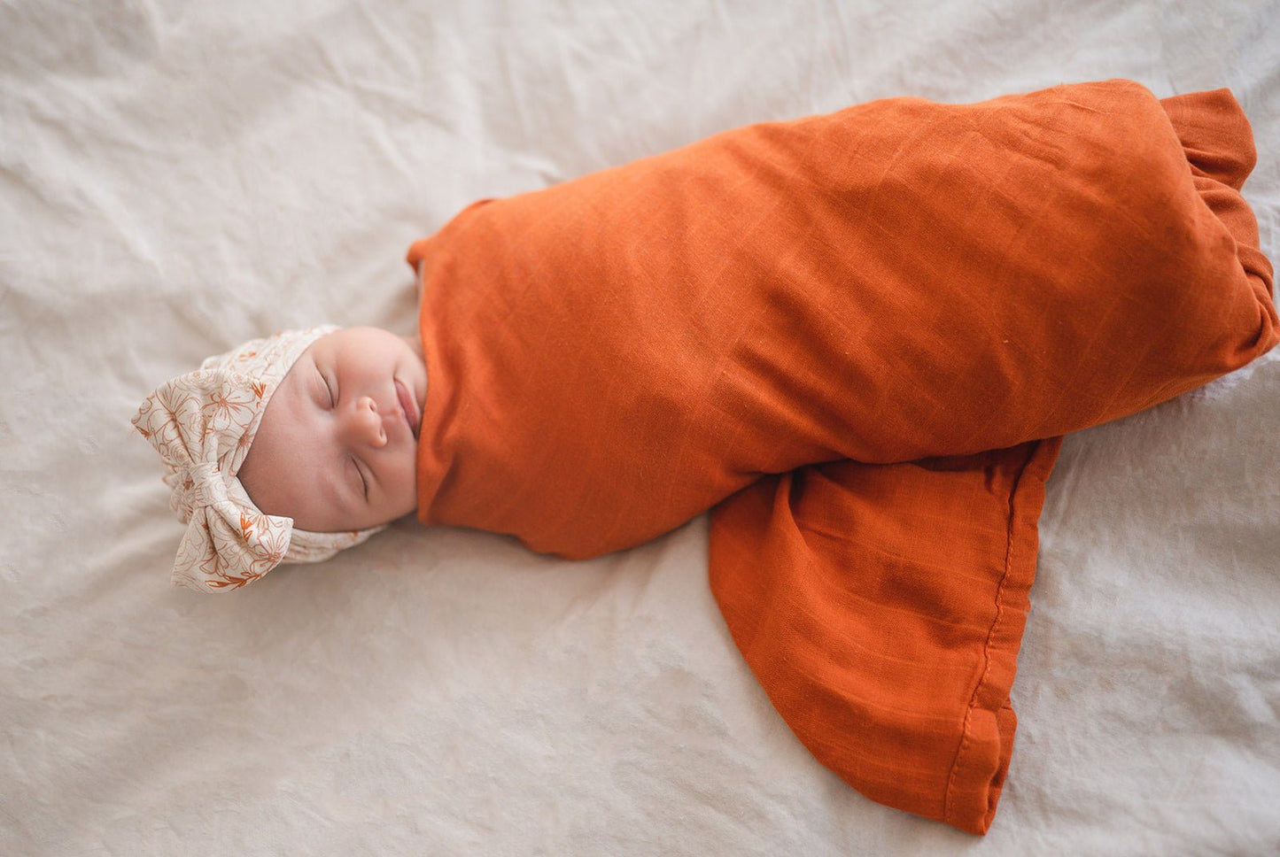 Rust Bamboo Muslin Swaddle Blanket - Harp Angel Boutique