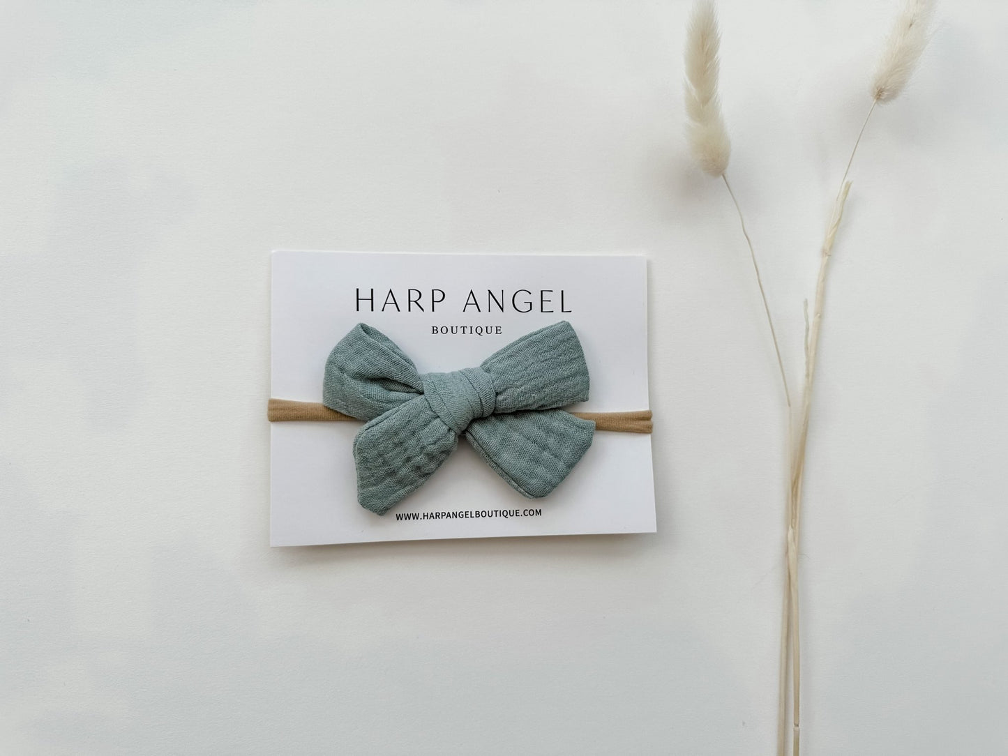 Sage Green Knot Bow Headband - Harp Angel Boutique