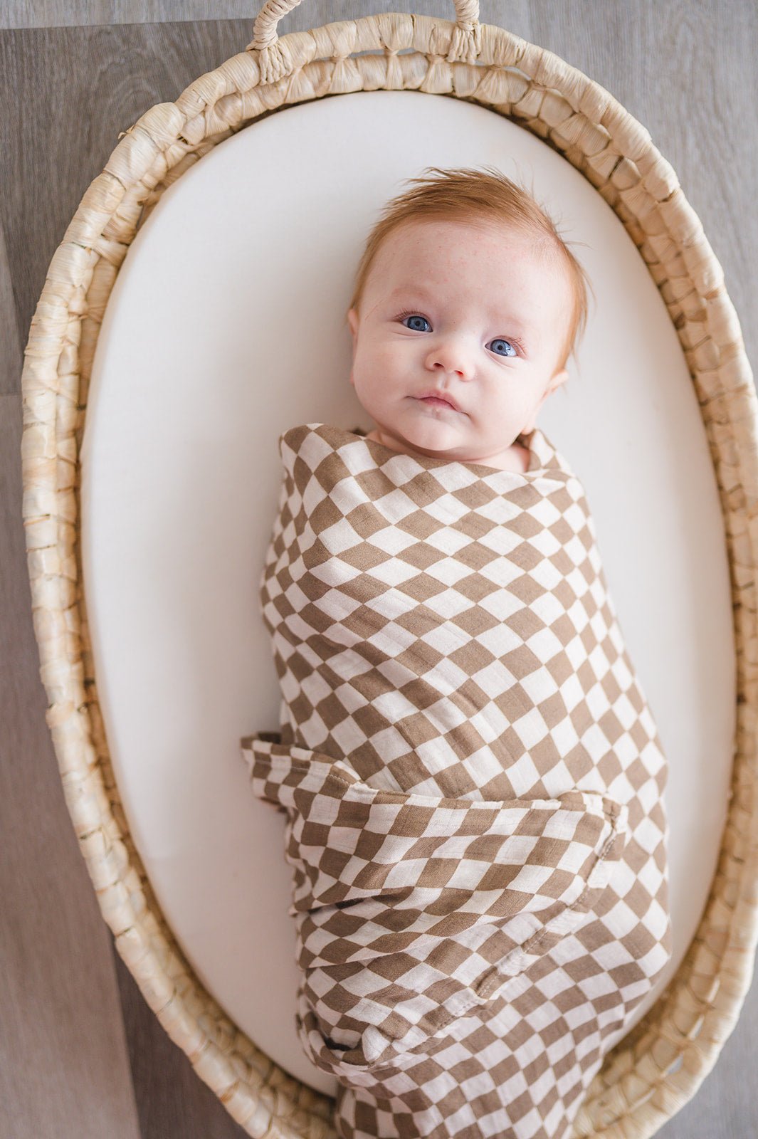 Muslin Swaddle Blanket Toffee Checkered Harp Angel Boutique