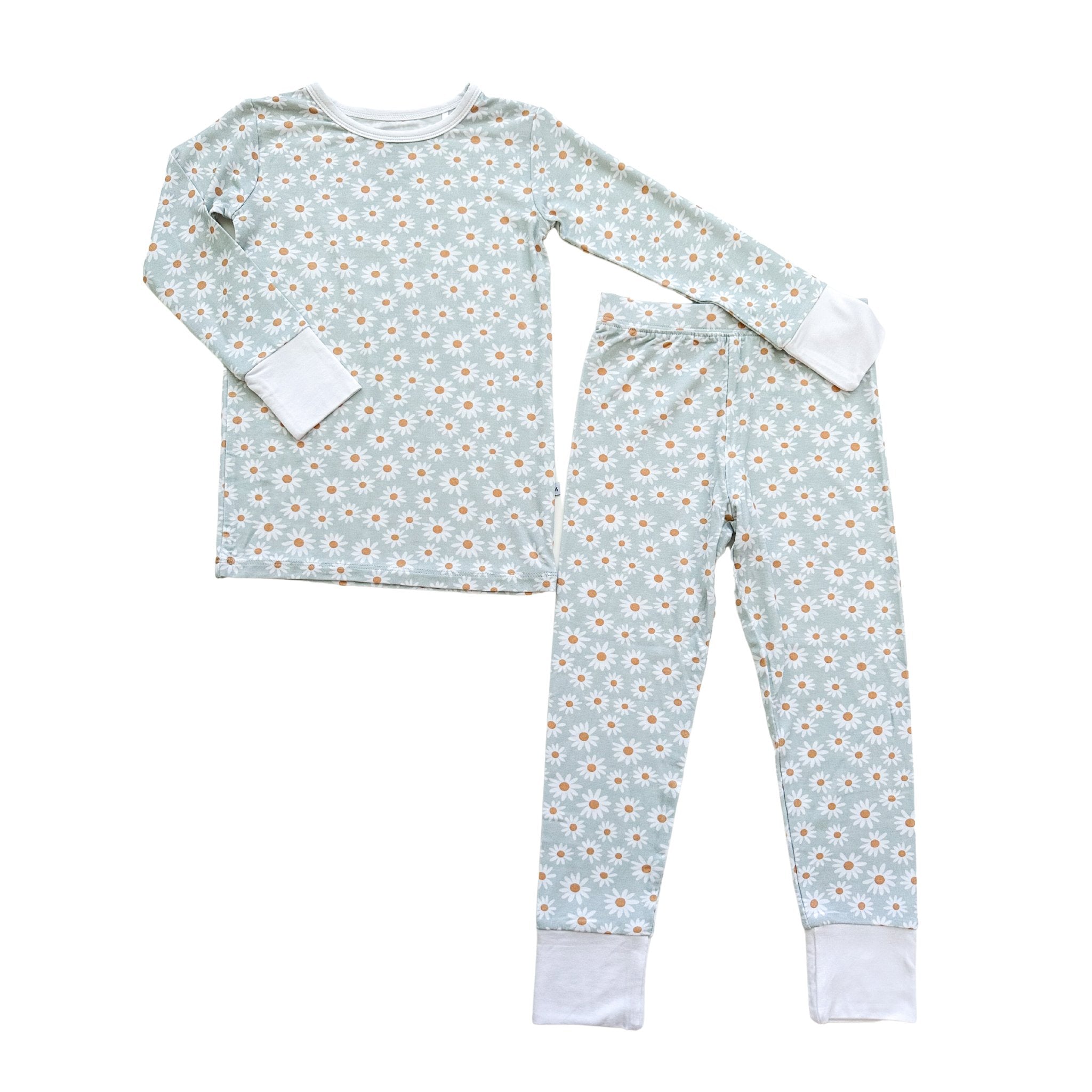 Two Piece Pajama Set Blue Daisy