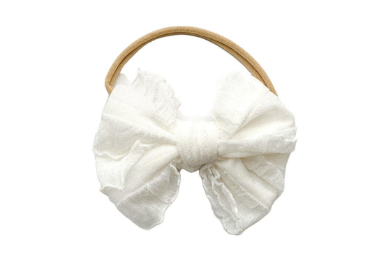 White Chiffon Knot Bow Headband - Harp Angel Boutique