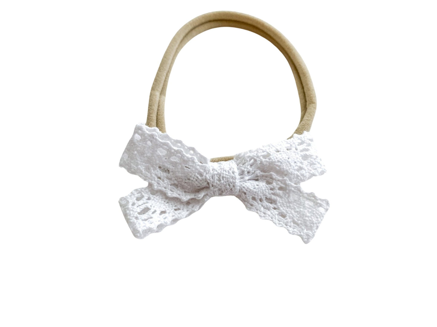 White Lace Baby Bow Headband - Harp Angel Boutique