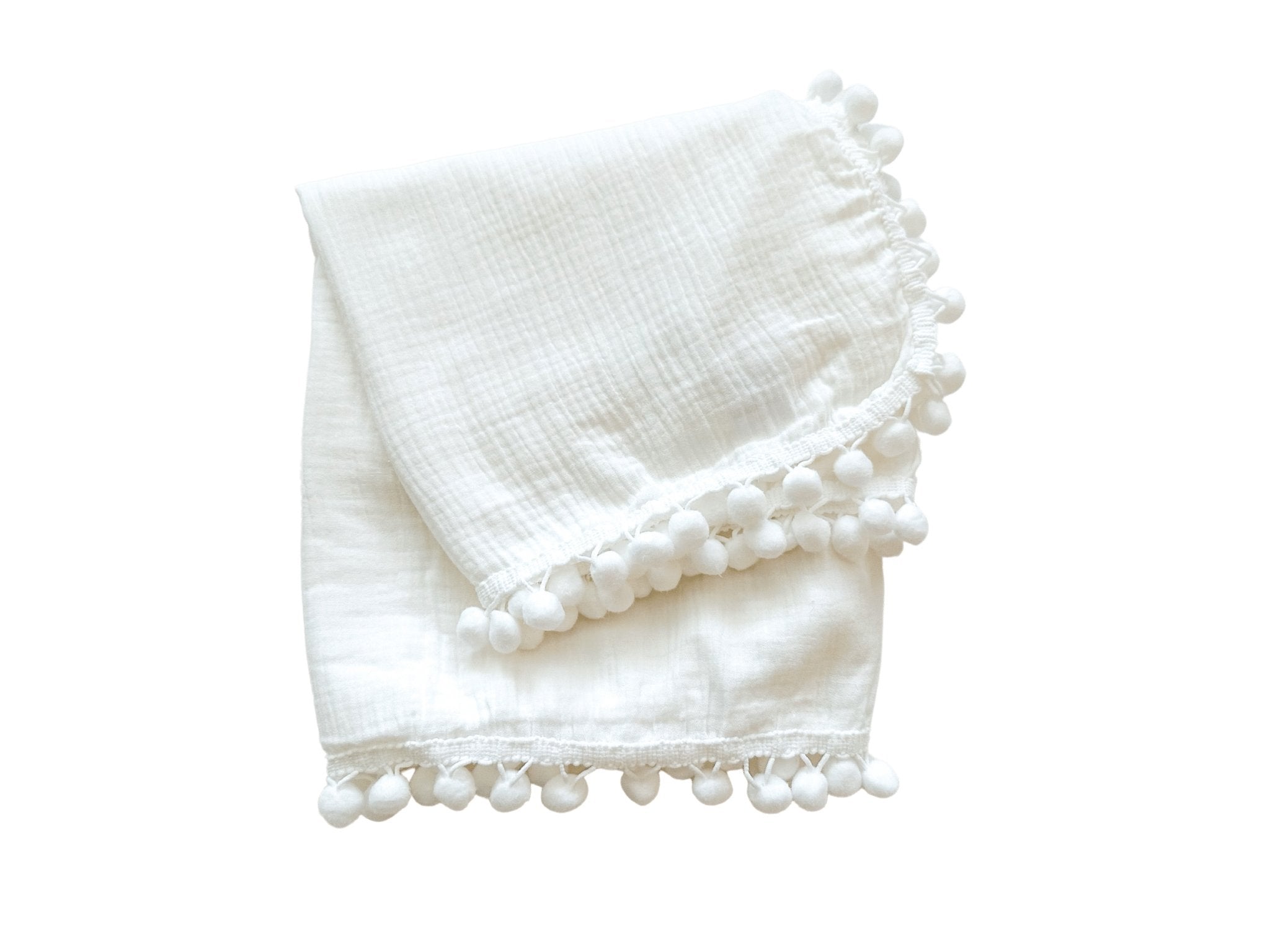 Pom Swaddle Blanket White Harp Angel Boutique